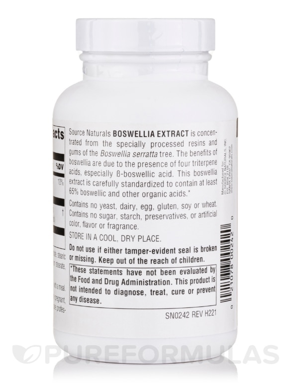 Boswellia Extract - 100 Tablets - Alternate View 2