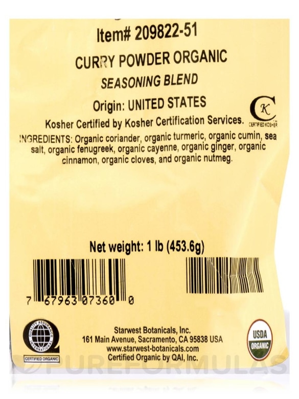 Organic Curry Powder - 1 lb (453.6 Grams) - Alternate View 1