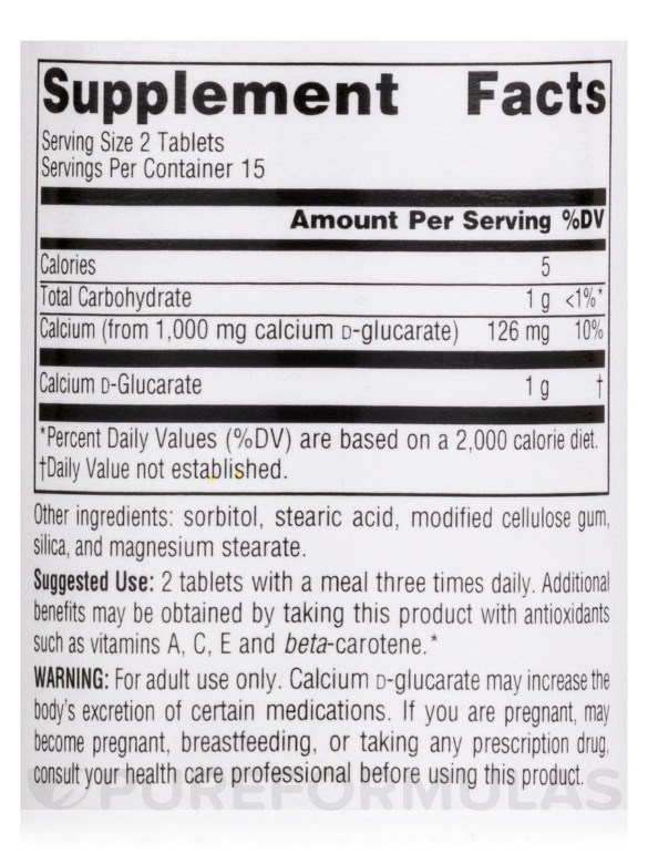 Calcium D-Glucarate 500 mg - 30 Tablets - Alternate View 3