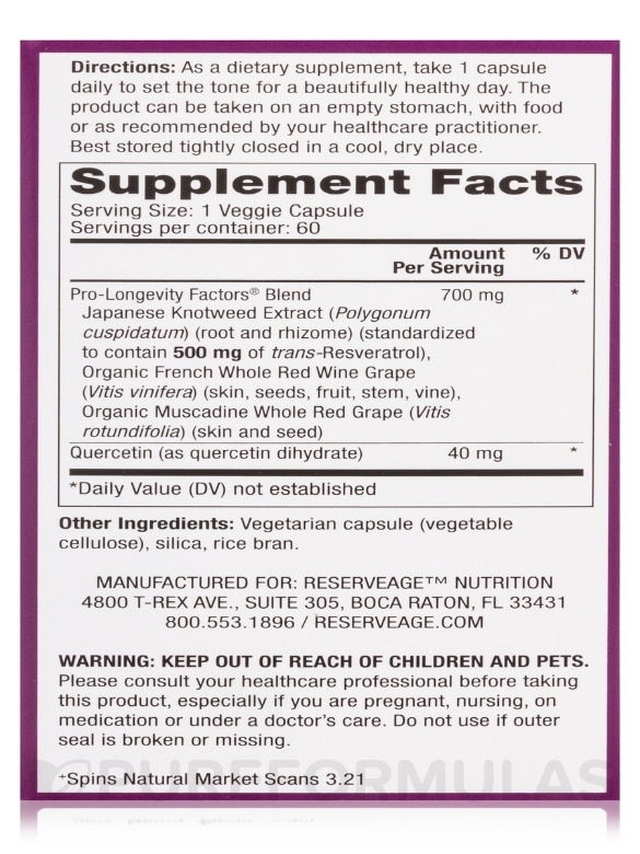 Resveratrol 500 mg - 60 Veggie Capsules - Alternate View 7