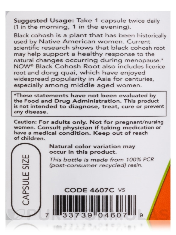 Black Cohosh Root 80 mg - 90 Capsules - Alternate View 4
