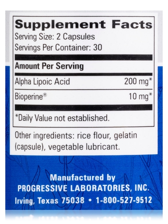 Alpha Lipoic Acid - 60 Capsules - Alternate View 3