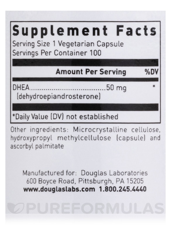 DHEA 50 mg (Micronized) - 100 Vegetarian Capsules - Alternate View 4