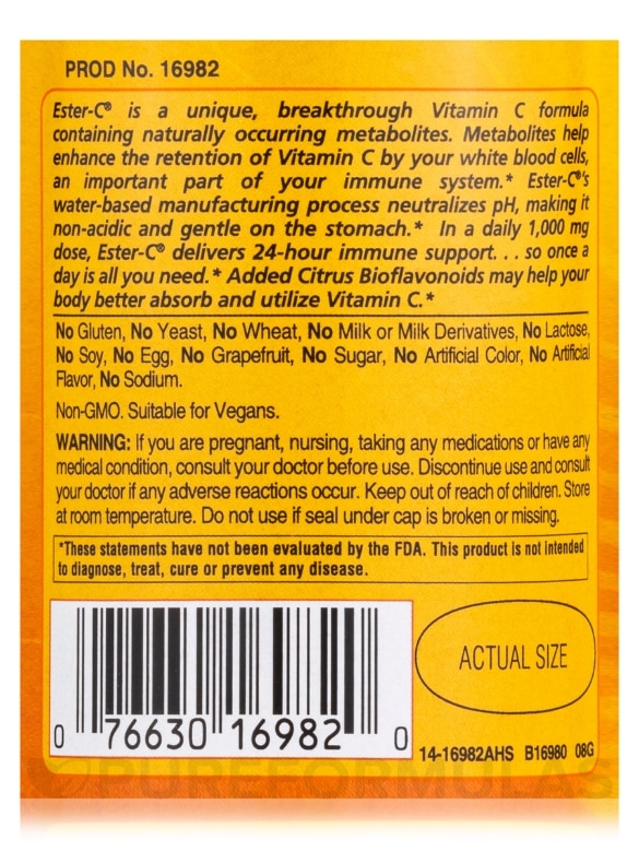 Ester-C® 1000 mg with Citrus Bioflavonoids - 120 Vegetable Tablets - Alternate View 4