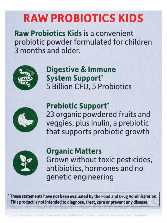 Raw Probiotics Kids Powder - 3.4 oz (96 Grams) - Alternate View 9