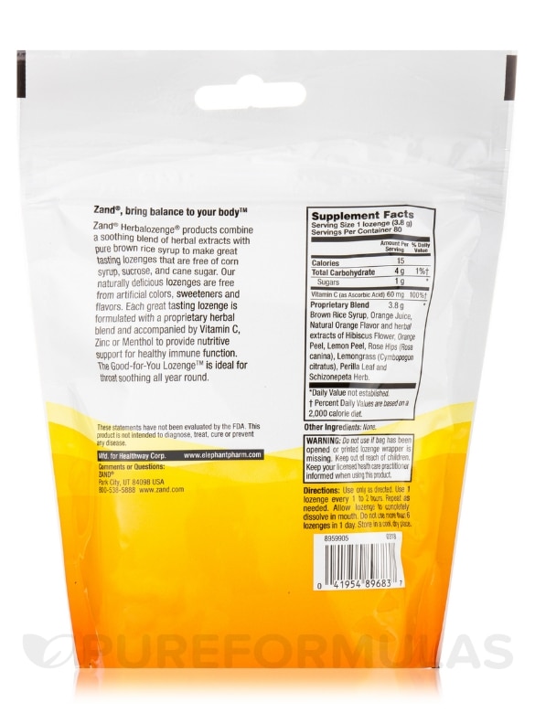 HerbaLozenge® Orange C (Zesty Orange Natural Flavor) - 80 Lozenges - Alternate View 1