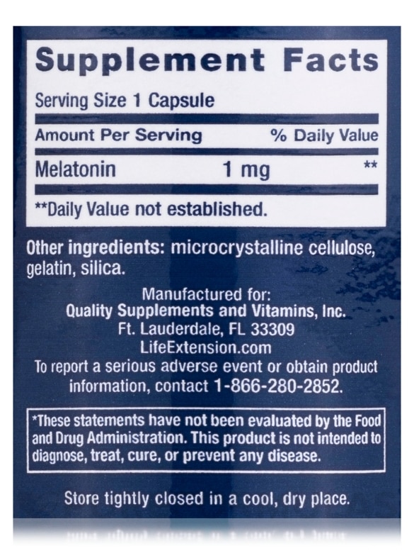 Melatonin 1 mg - 60 Capsules - Alternate View 3