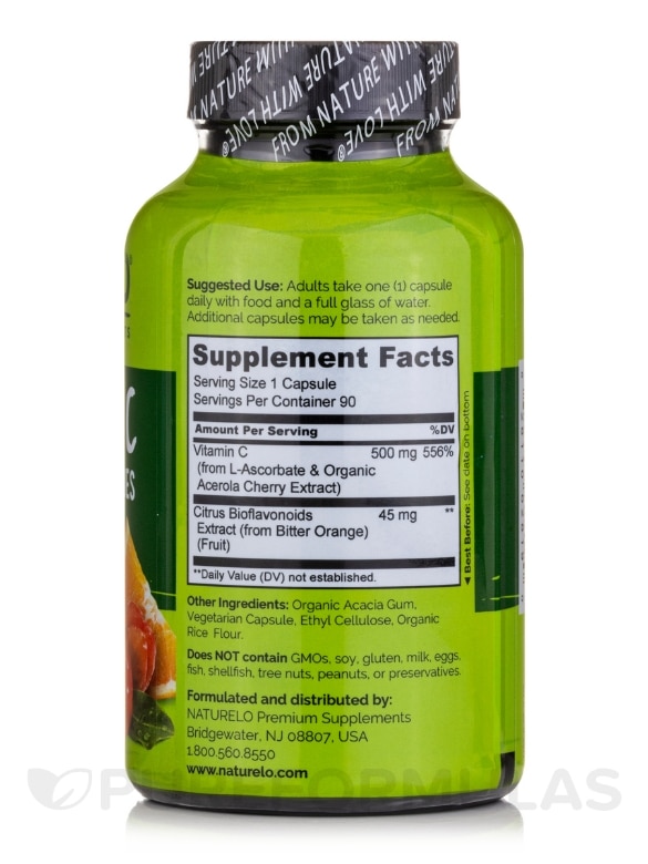 Vitamin C with Organic Acerola Cherries Plus Citrus Bioflavonoids - 90 Capsules - Alternate View 1