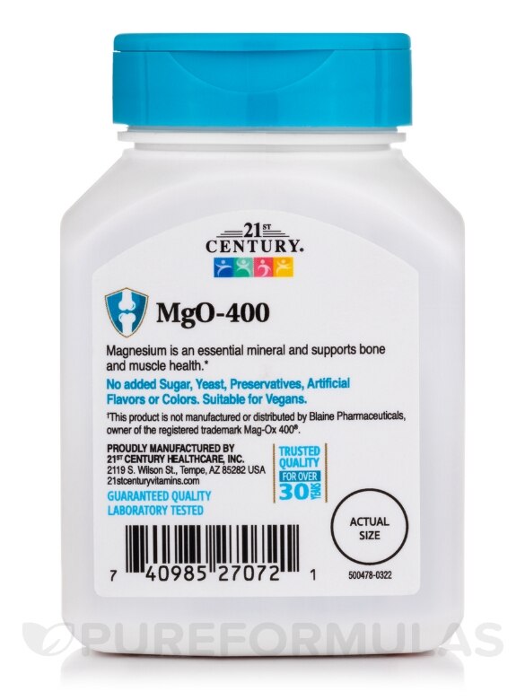 MgO 400 mg - 90 Tablets - Alternate View 2