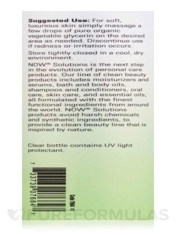 NOW® Solutions - Organic Vegetable Glycerin - 8 fl. oz (237 ml) - Alternate View 4