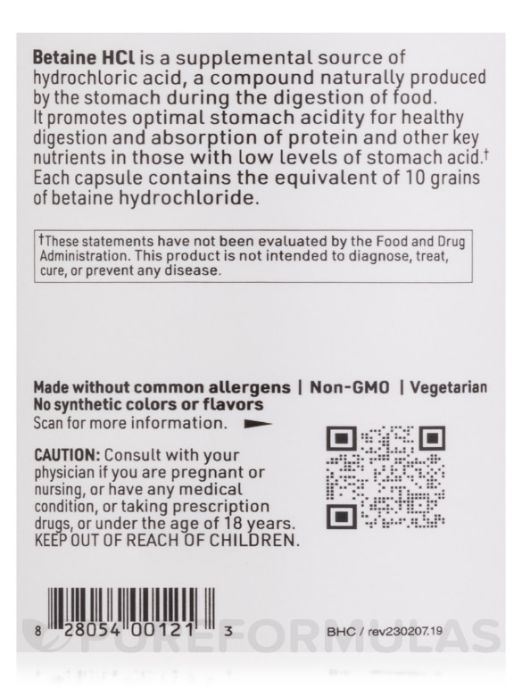 Betaine HCL - 100 Capsules - Alternate View 4