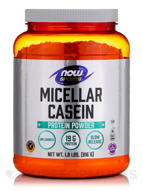 NOW® Sports - Micellar Casein, Unflavored - 1.8 lbs (816 Grams)