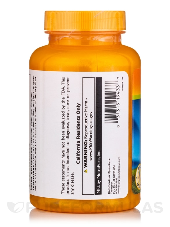 Psyllium Husk 1050 mg (Soluble Fiber) - 120 Capsules - Alternate View 2