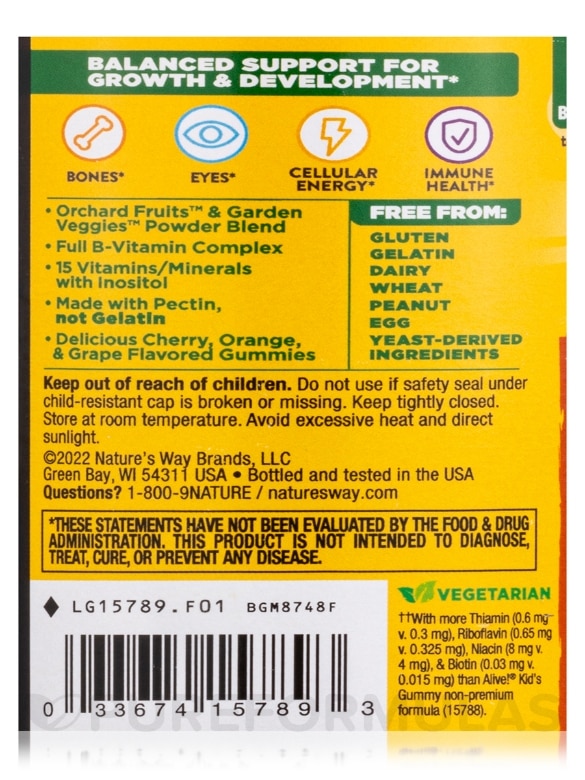Alive!® Children's Multi-Vitamin Gummies, Assorted Flavors - 90 Gummies - Alternate View 4