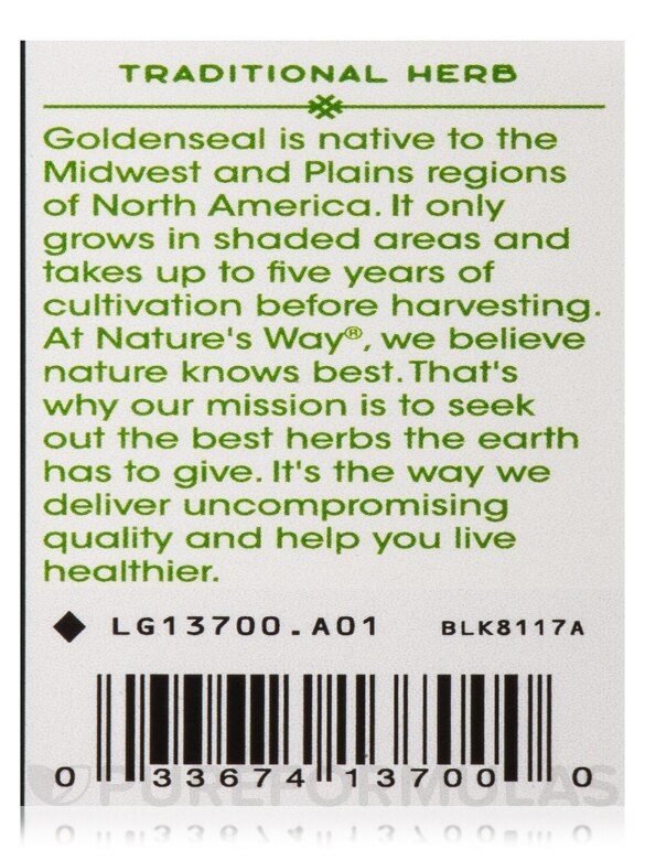 Goldenseal Herb - 100 Vegan Capsules - Alternate View 6