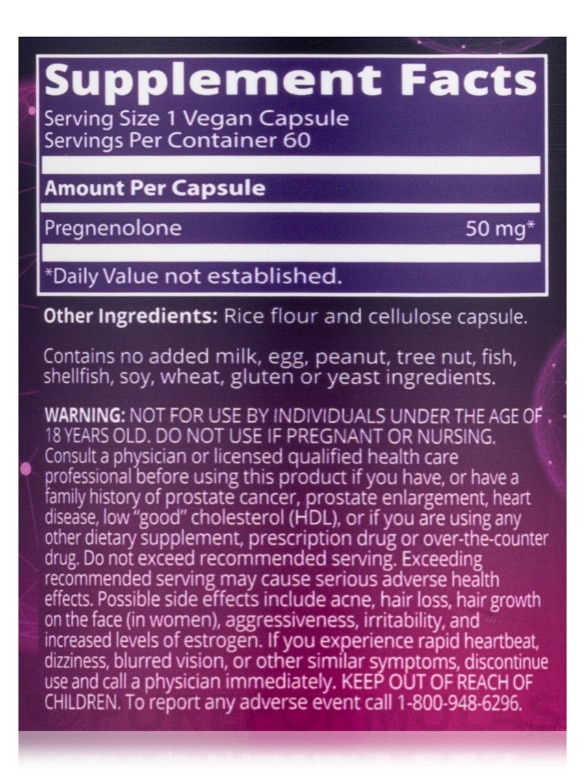Pregnenolone 50 mg - 60 Vegetarian Capsules - Alternate View 4