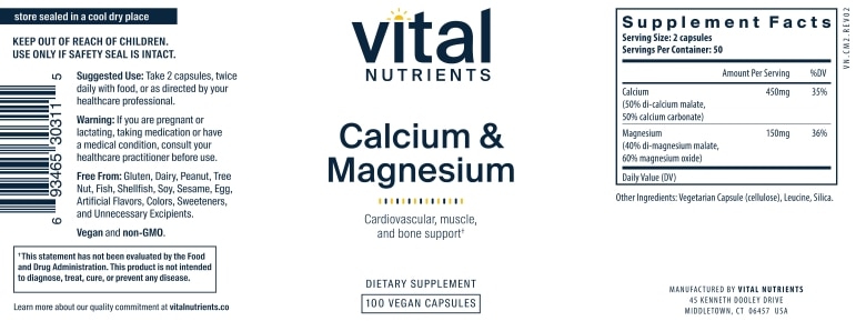 Calcium & Magnesium 225 mg / 75 mg - 100 Capsules - Alternate View 4