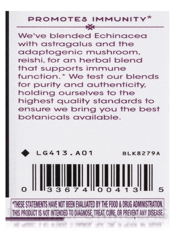 Echinacea Astragalus & Reishi 400 mg - 100 Capsules - Alternate View 6