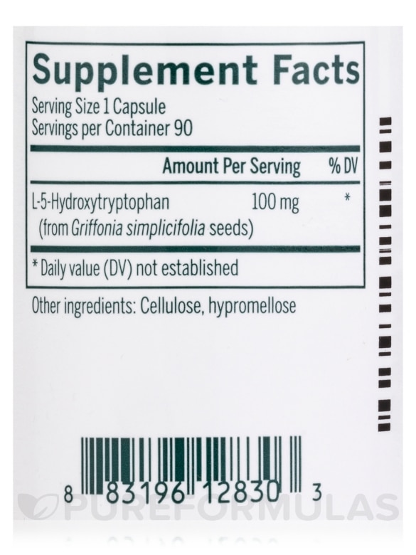 5HTP 100 mg - 90 Vegetable Capsules - Alternate View 3