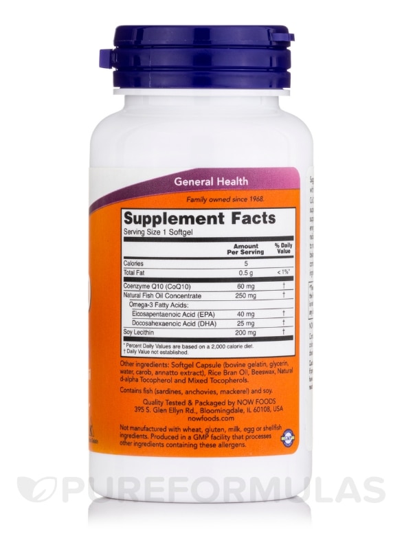 CoQ10 60 mg with Omega 3 Fish Oils - 60 Softgels - Alternate View 1