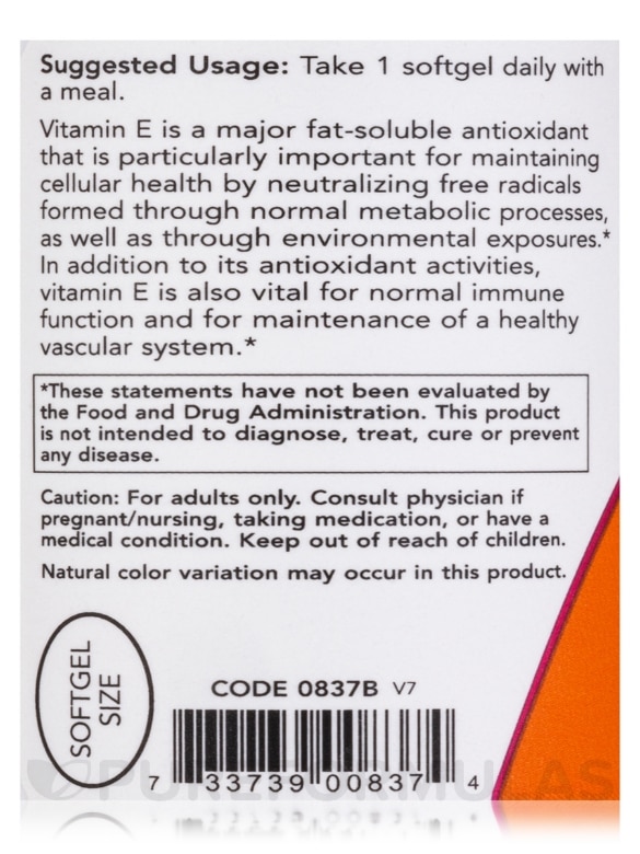Vitamin E-400 (d-Alpha Tocopheryl) - 100 Softgels - Alternate View 4