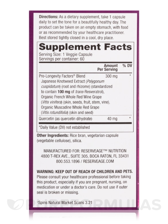Resveratrol 100 mg - 60 Veggie Capsules - Alternate View 4