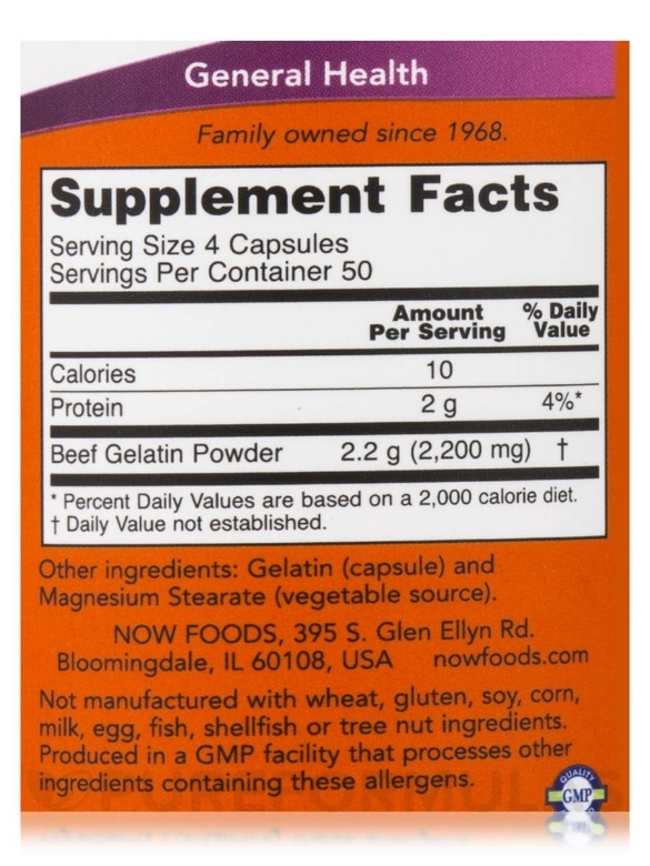 Beef Gelatin (Hydrolyzed) 550 mg - 200 Capsules - Alternate View 3