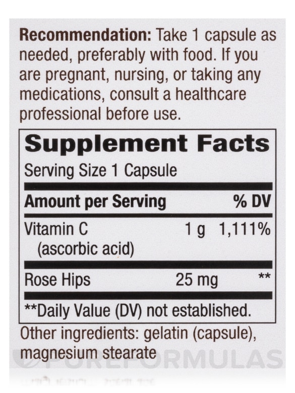Vitamin C-1000 with Rose Hips - 100 Capsules - Alternate View 4