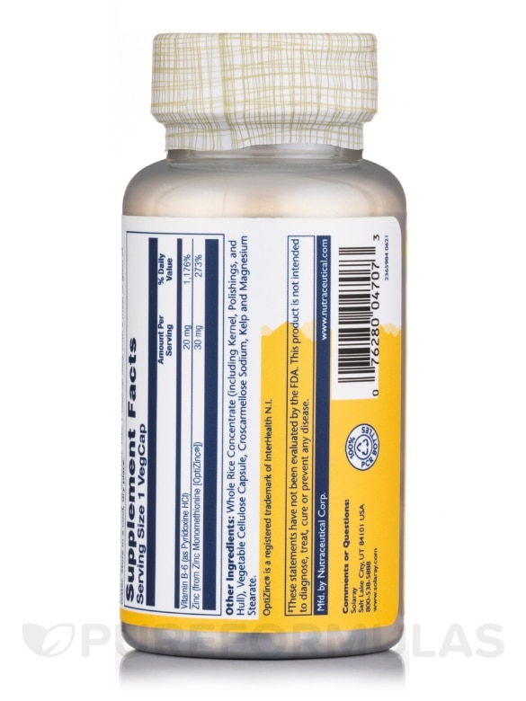 OptiZinc® 30 mg - 60 VegCaps - Alternate View 2