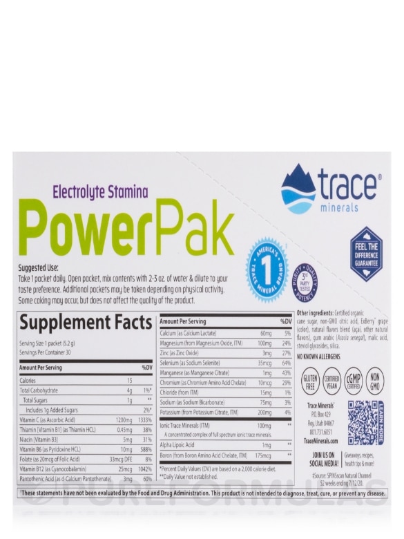 Electrolyte Stamina Power Pak, Acai Berry Flavor - 1 Box of 30 Single-serve Packets - Alternate View 8