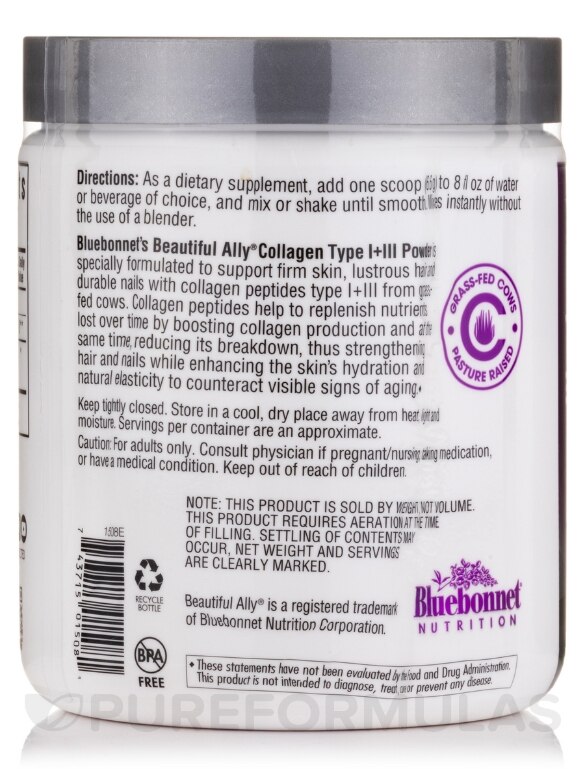 Beautiful Ally™ Collagen Powder Type I & III - 6.9 oz (198 Grams) - Alternate View 2