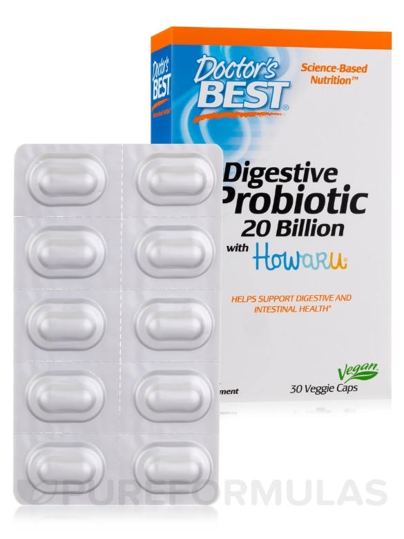 Digestive Probiotic 20 Billion with HOWARU® - 30 Veggie Capsules - Alternate View 1