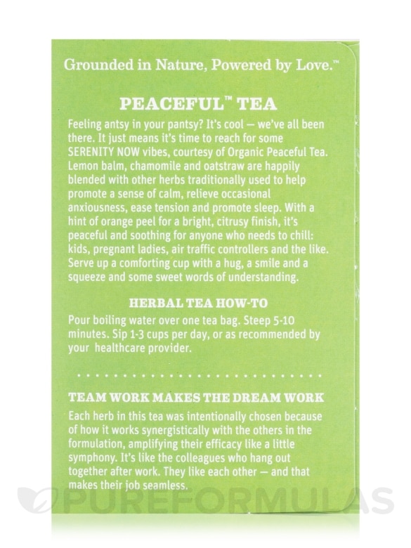 Organic Peaceful™ Tea - 16 Tea Bags - Alternate View 2