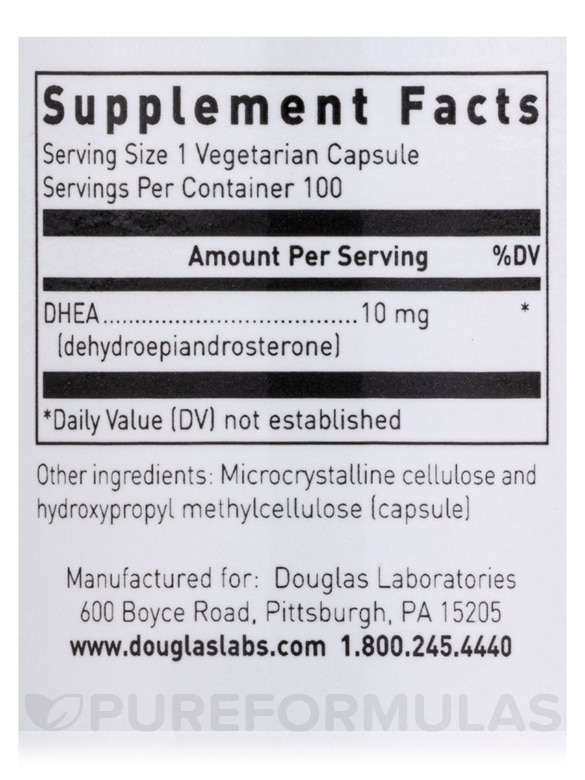 DHEA 10 mg (Micronized) - 100 Vegetarian Capsules - Alternate View 4