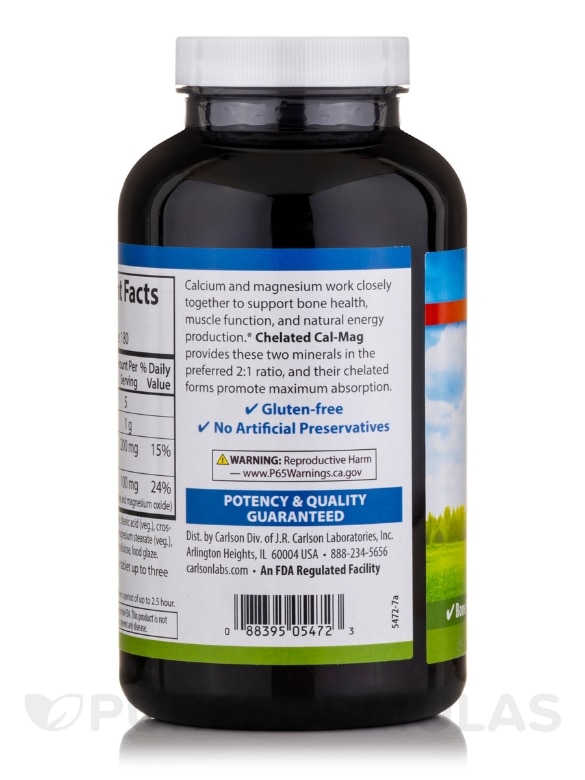 Chelated Cal-Mag - 180 Tablets - Alternate View 2