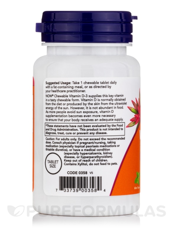 Vitamin D-3 5000 IU (Chewable) - 120 Chewables - Alternate View 2