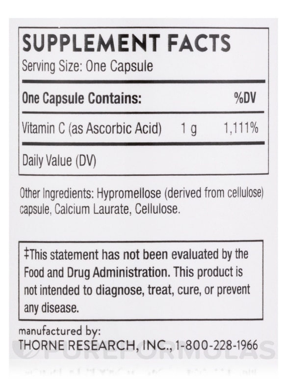 Ascorbic Acid (Vitamin C) - 60 Capsules - Alternate View 4