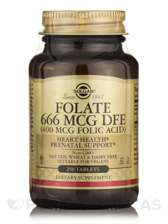 Folate 666 mcg DFE (Folic Acid 400 mcg) - 250 Tablets