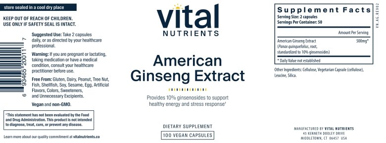 American Ginseng Extract 250 mg - 100 Capsules - Alternate View 4