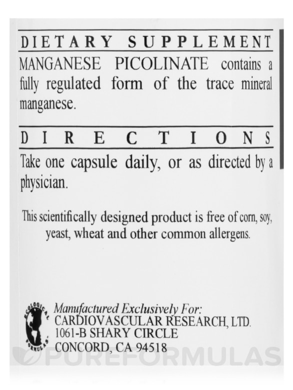 Manganese Picolinate - 60 Capsules - Alternate View 4