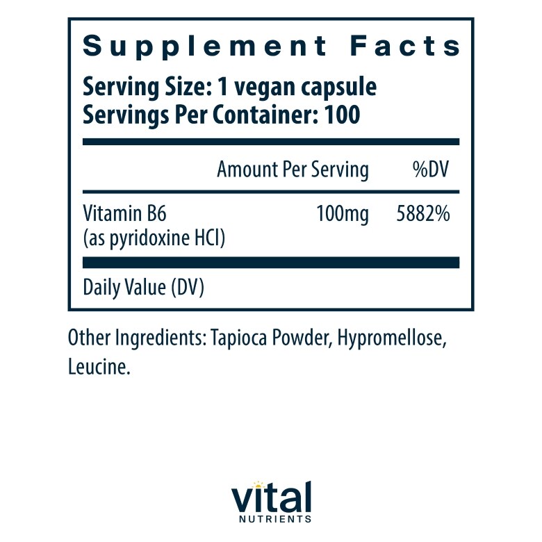 Vitamin B6 100 mg - 100 Vegetarian Capsules - Alternate View 5