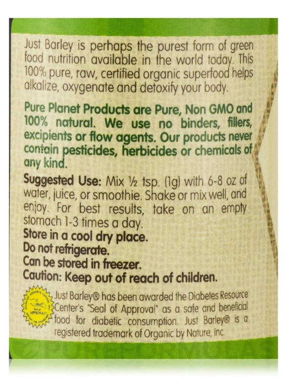 Organic Just Barley Powder - 40 Servings (40 Grams) - Alternate View 4