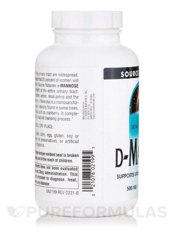 D-Mannose 500 mg - 120 Capsules - Alternate View 3