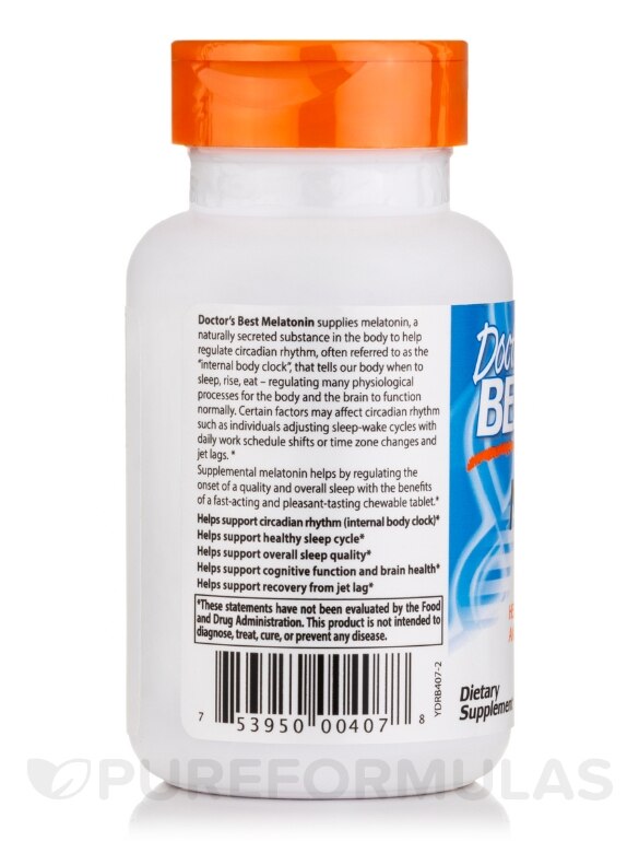 Melatonin 5 mg, Natural Mint Flavor - 120 Chewable Tablets - Alternate View 2
