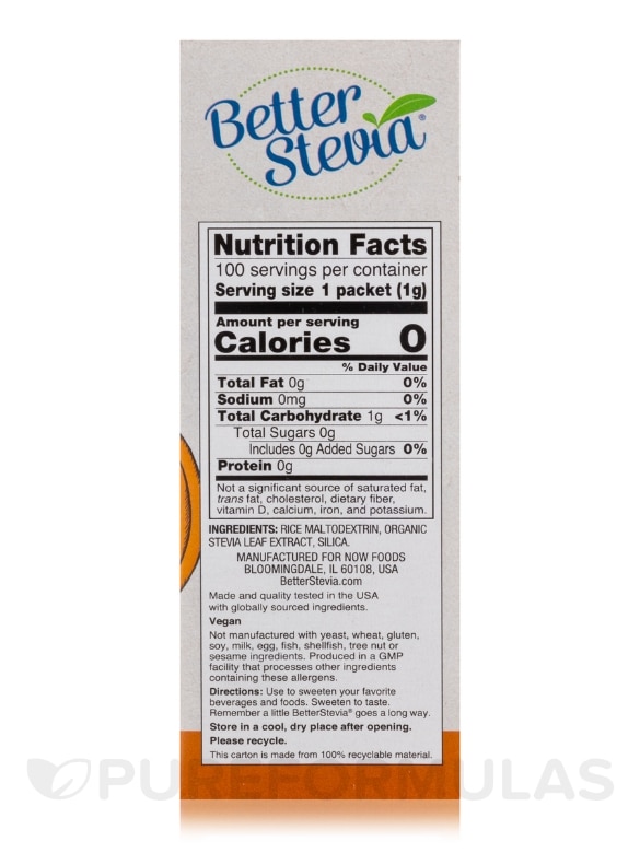 Better Stevia® Packets, Original - Box of 100 Packets - Alternate View 2