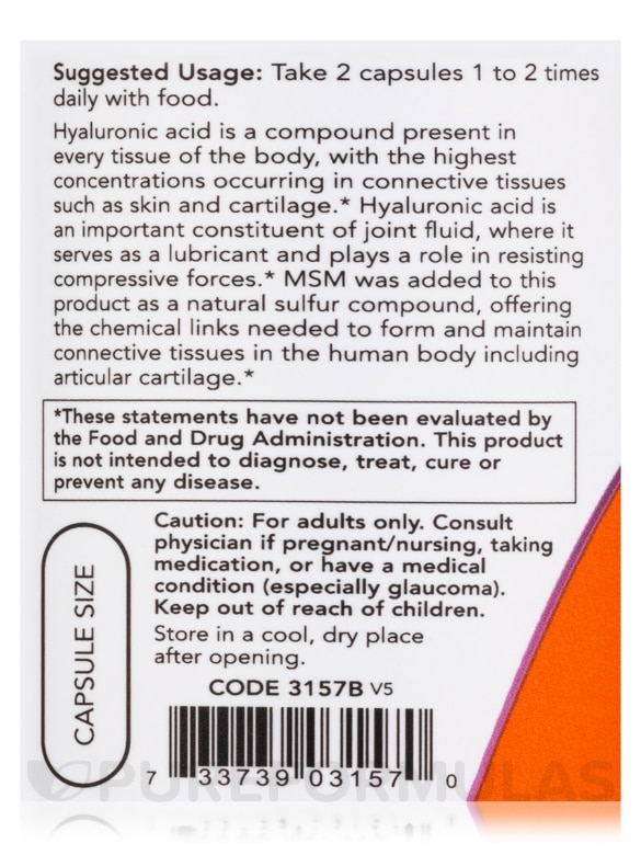 Hyaluronic Acid 50 mg - 120 Vegetarian Capsules - Alternate View 4