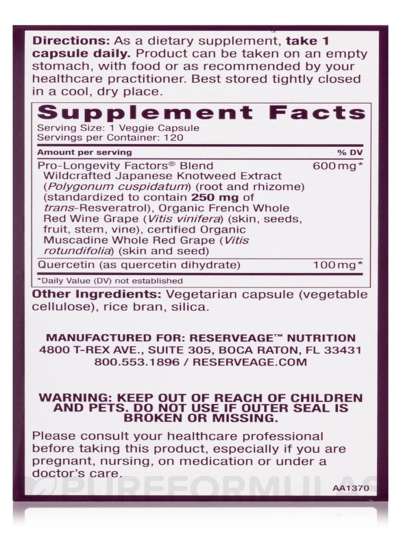Resveratrol 250 mg - 120 Veggie Capsules - Alternate View 7
