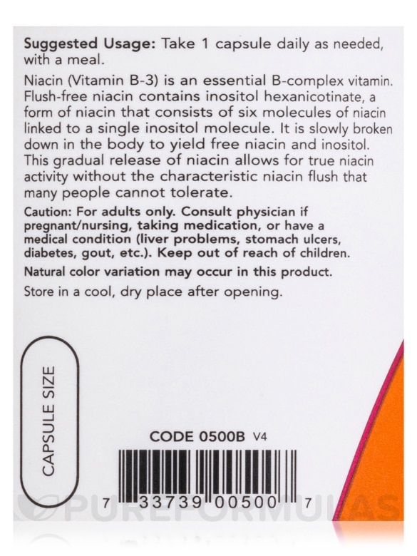 Flush-Free Niacin 500 mg - 180 Veg Capsules - Alternate View 4