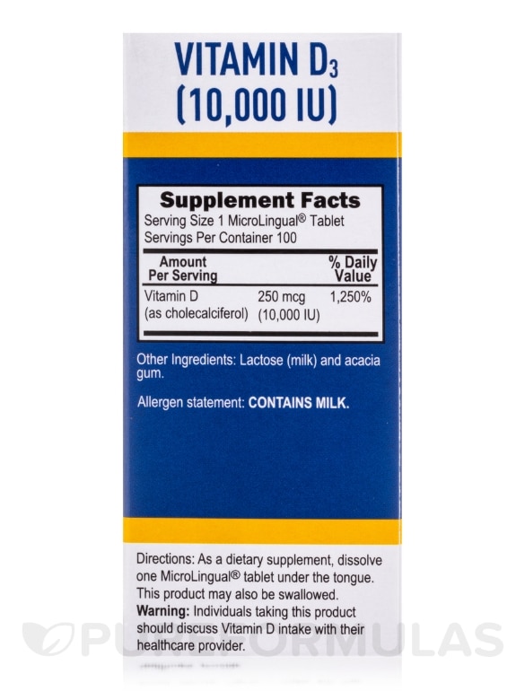 Vitamin D3 10000 IU - Extra Strength - 100 MicroLingual® Tablets - Alternate View 4