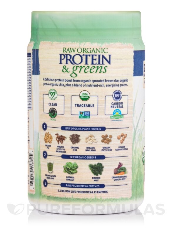 Raw Protein and Greens Vanilla - 19.40 oz (550 Grams) - Alternate View 2